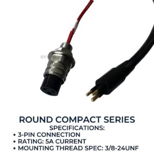 HYSF SFYXIL3M Round Small 3-Core Male Inline Underwater Connector