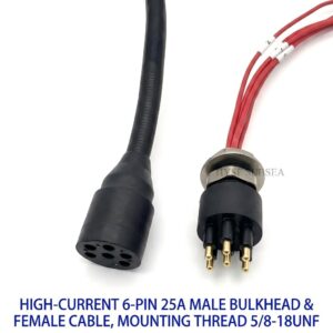 HYSF SFCOEIL6F High Current 6-Core 5/8 Female Inline Underwater Connector