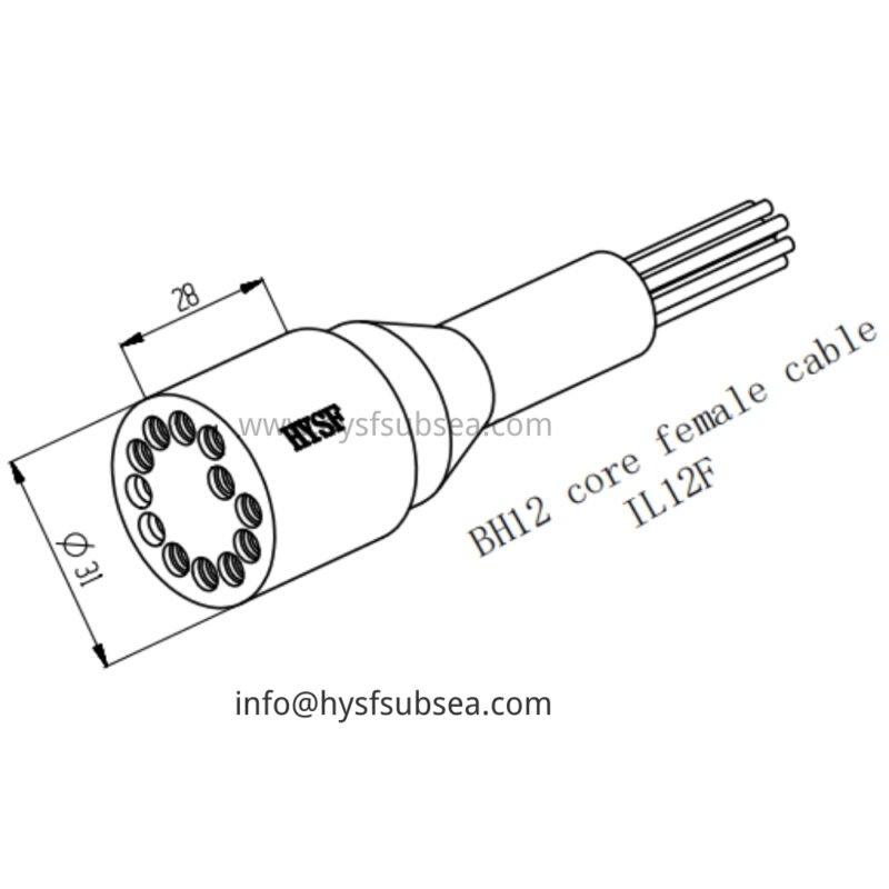 HYSF IL12F Standard 12-Pin Female Inline Underwater Connector