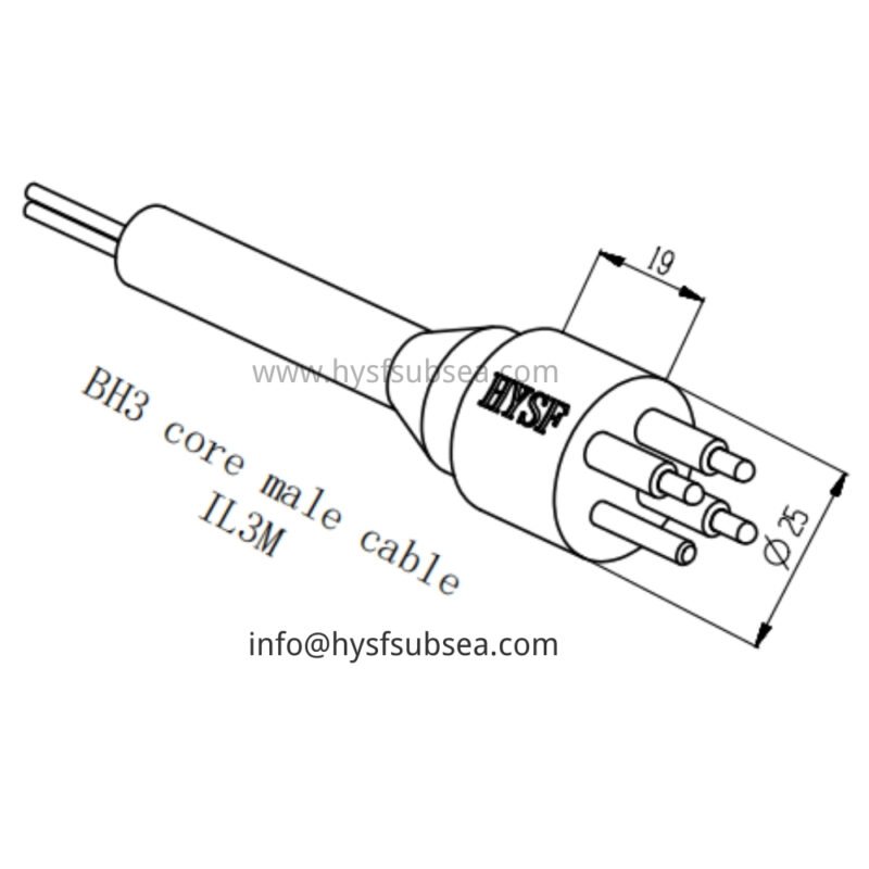 HYSF IL3M Standard 3-Pin Male Inline Underwater Connector