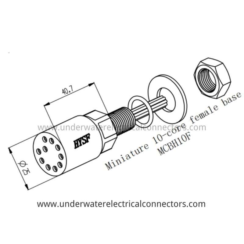 HYSF MCBH10F Miniature Circular 10-Pin Female Bulkhead Underwater Connector