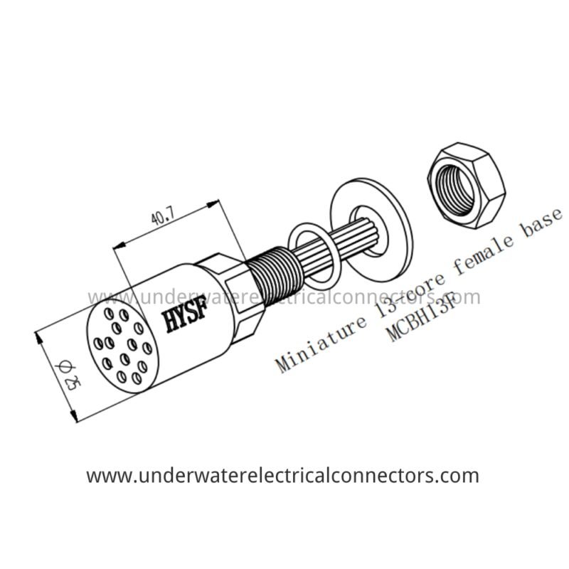 HYSF MCBH13F Miniature Circular 13-Pin Female Bulkhead Underwater Connector