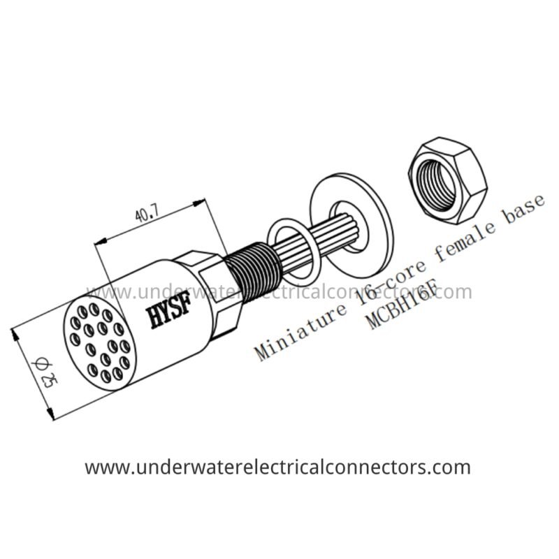 HYSF MCBH16F Miniature Circular 16-Pin Female Bulkhead Underwater Connector