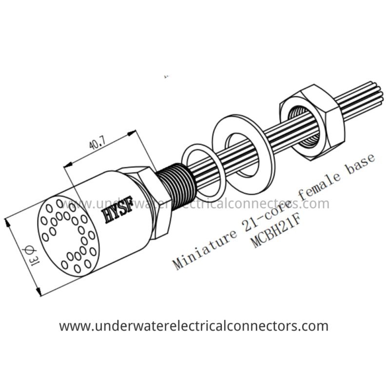 HYSF MCBH21F Miniature Circular 21-Pin Female Bulkhead Underwater Connector