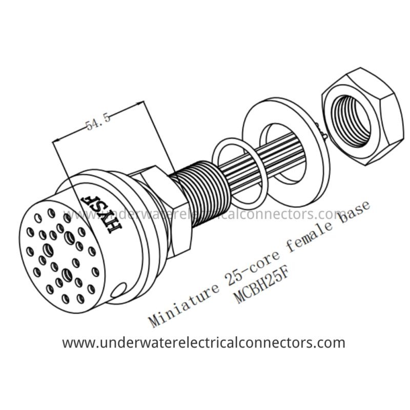 HYSF MCBH25F Miniature Circular 25-Pin Female Bulkhead Underwater Connector