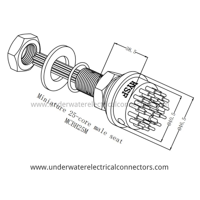 HYSF MCBH25M Miniature Circular 25-Pin Male Bulkhead Underwater Connector