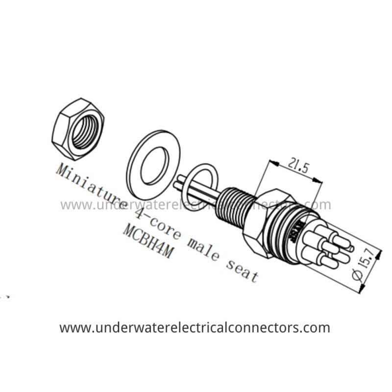 HYSF MCBH4M Miniature Circular 4-Pin Male Bulkhead Underwater Connector