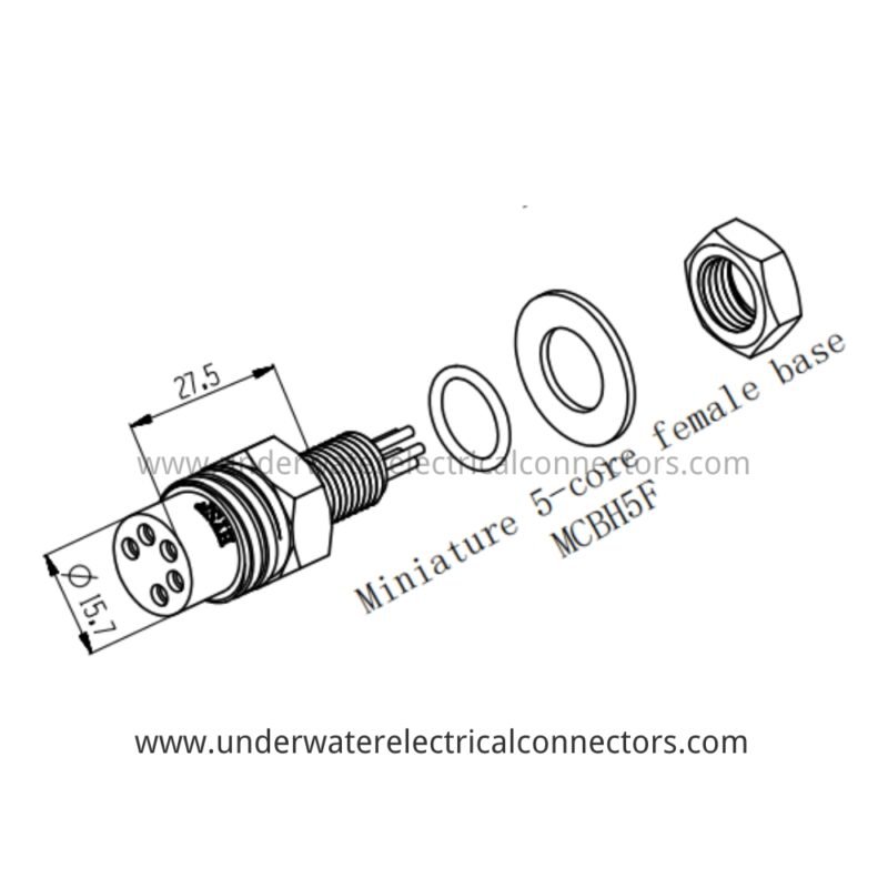 HYSF MCBH5F Miniature Circular 5-Pin Female Bulkhead Underwater Connector