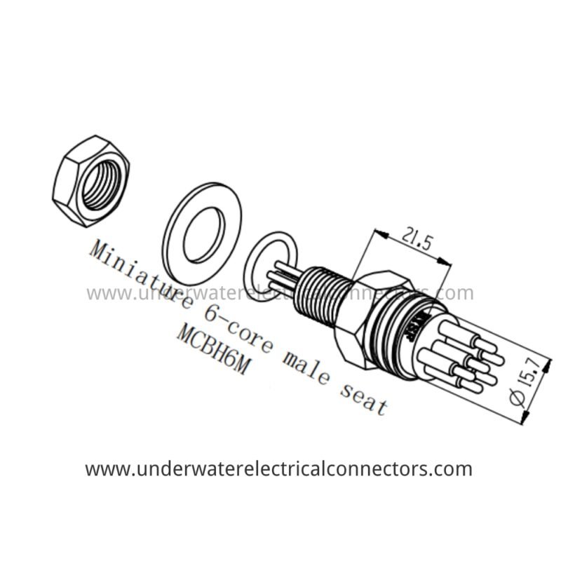 HYSF MCBH6M Miniature Circular 6-Pin Male Bulkhead Underwater Connector