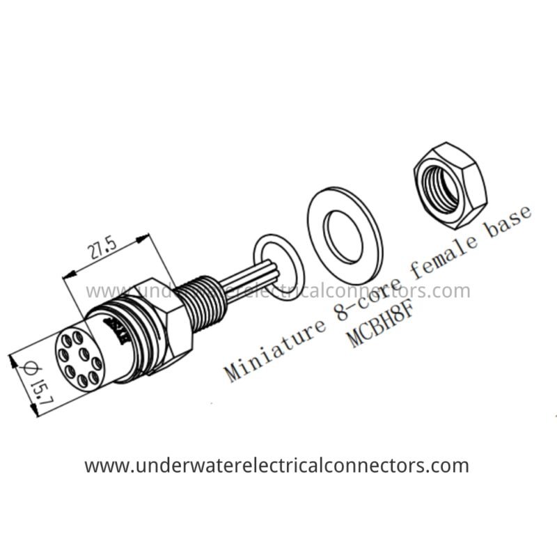 HYSF MCBH8F Miniatyr sirkulær 8-pinners undervannskontakt med hunnskott