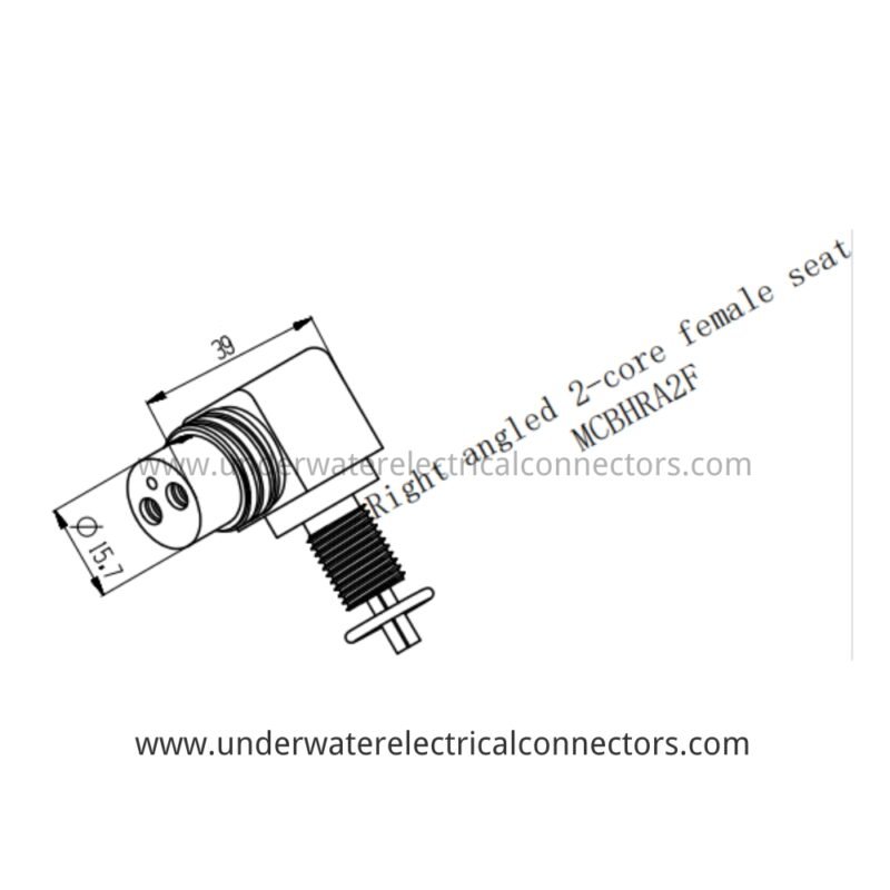 HYSF MCBHRA2F Miniature Right-Angle 2-Pin Female Bulkhead Underwater Connector