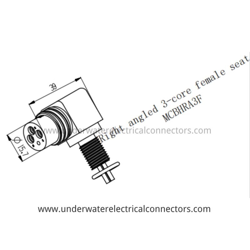 HYSF MCBHRA3F Miniature Right-Angle 3-Pin Female Bulkhead Underwater Connector
