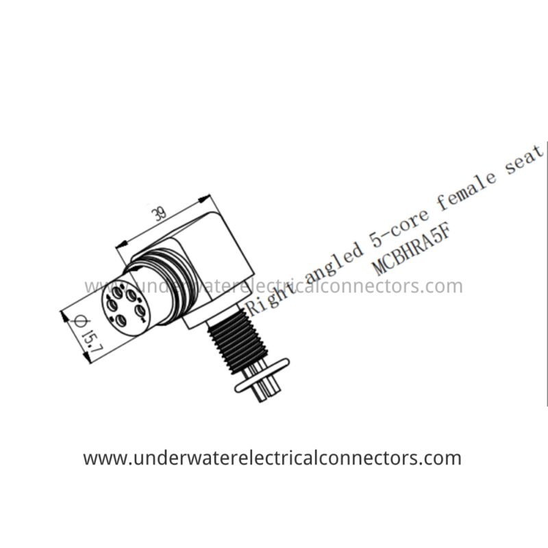 HYSF MCBHRA5F Miniature Right-Angle 5-Pin Female Bulkhead Underwater Connector