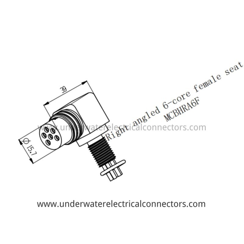 HYSF MCBHRA6F Miniature Right-Angle 6-Pin Female Bulkhead Underwater Connector