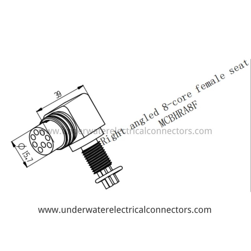 HYSF MCBHRA8F Miniature Right-Angle 8-Pin Female Bulkhead Underwater Connector