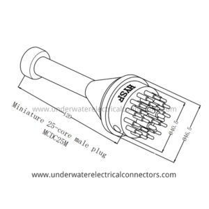 HYSF MCDC25M Миниатюрный 25-контактный мужской глухой/штекерный подводный разъем