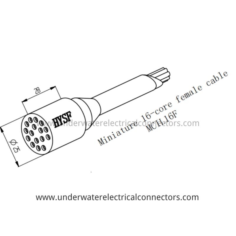 HYSF MCIL16F Miniature Circular 16-Pin Female Inline Underwater Connector