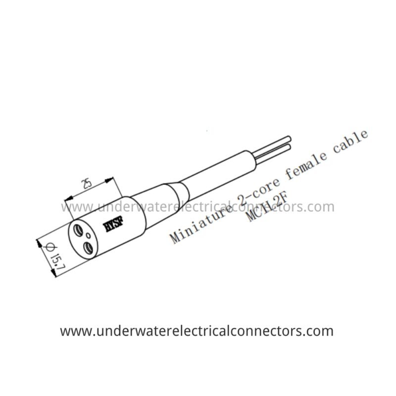 HYSF MCIL 2F Miniature Circular 2-Pin Female Underwater Inline Connector