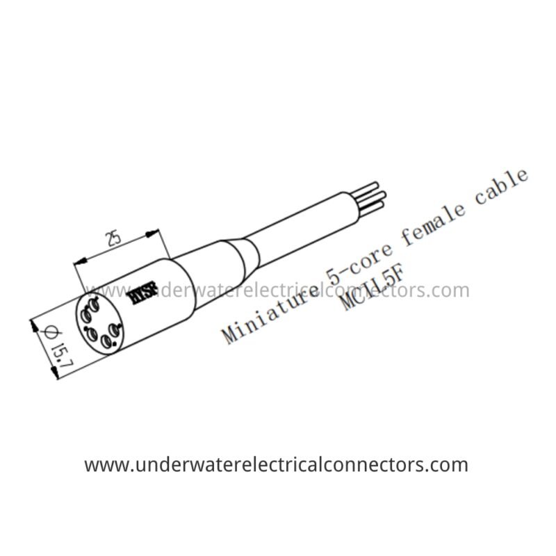 HYSF MCIL5F Miniature Circular 5-Pin Female Inline Underwater Connector