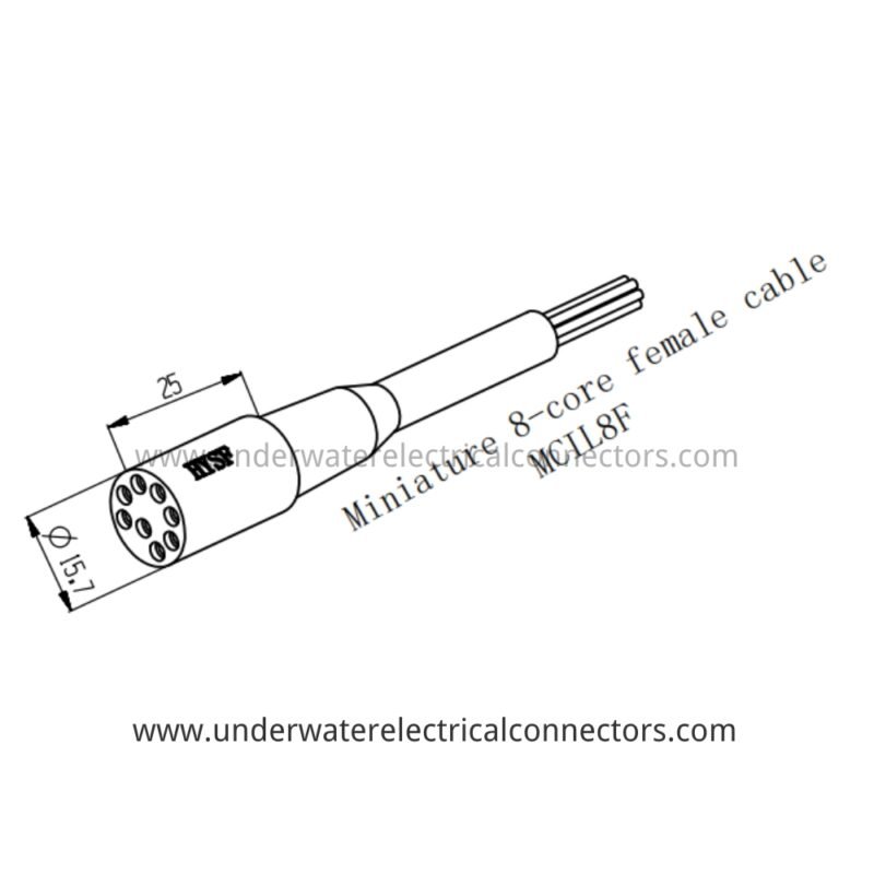HYSF MCIL8F Miniature Circular 8-Pin Female Inline Underwater Connector