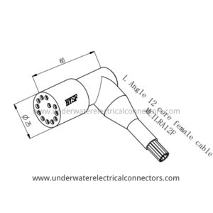 HYSF MCILRA12F L-Angle Miniature Circular 12-Pin Female Inline Underwater Connector