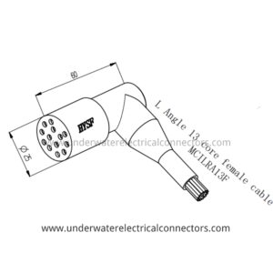 HYSF MCILRA13F L-Angle Miniature Circular 13-Pin Female Inline Underwater Connector