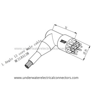 HYSF MCILRA13M L-Angle Miniature Circular 13-Pin Male Inline Underwater Connector