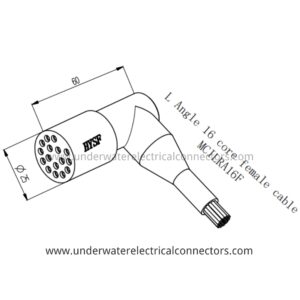 HYSF MCILRA16F L-Angle Miniature Circular 16-Pin Female Inline Underwater Connector