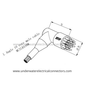 HYSF MCILRA16M L-Angle Miniature Circular 16-Pin Male Inline Underwater Connector