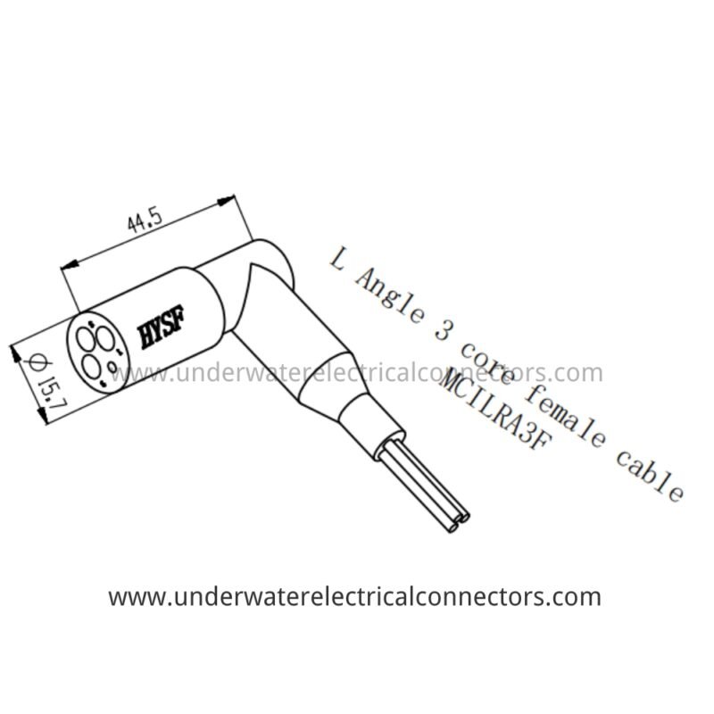 HYSF MCILRA3F L-Angle Miniature Circular 3-Pin Female Inline Underwater Connector