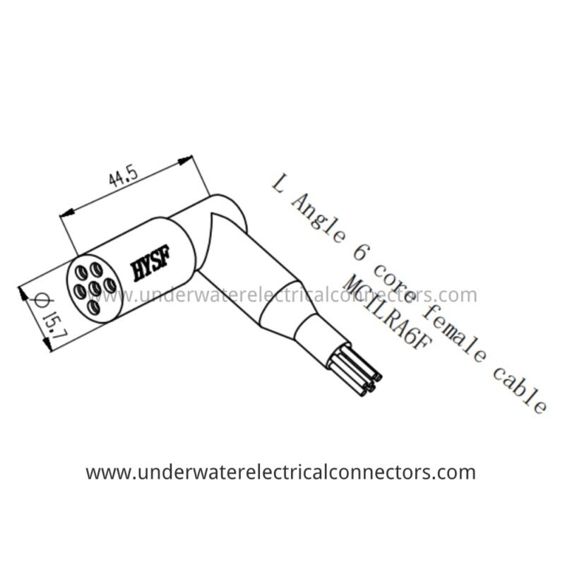 HYSF MCILRA6F L-Angle Miniature Circular 6-Pin Female Inline Underwater Connector