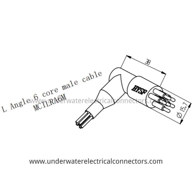 HYSF MCILRA6M L-Angle Miniature Circular 6-Pin Male Inline Underwater Connector