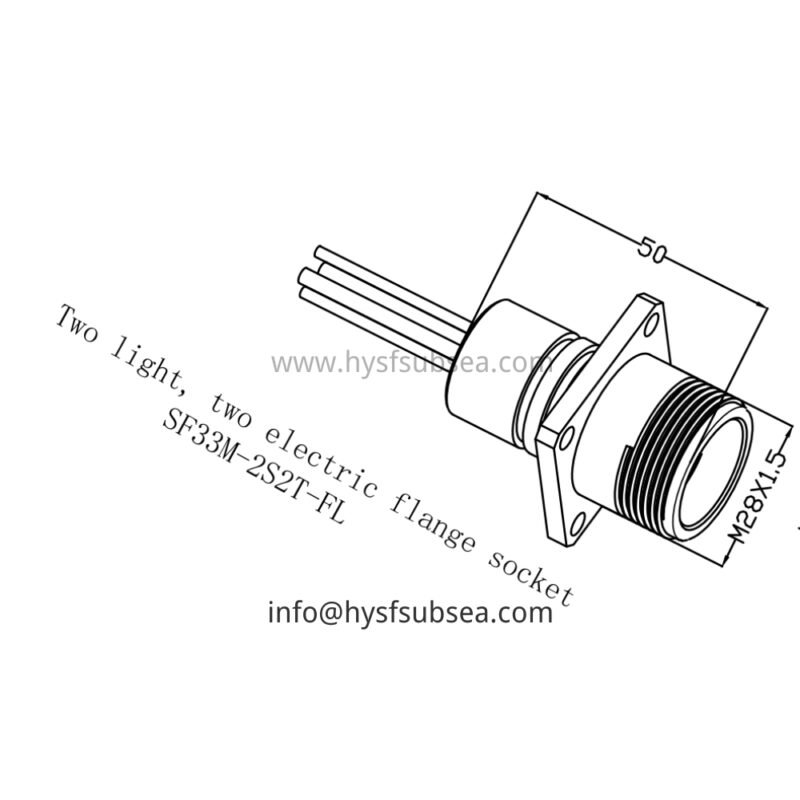 HYSF SF33M-2S2T-FL Hybrid Photoelectric 2 Optical 2 Electrical Flange Bulkhead Underwater Connector