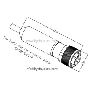 HYSF SF33M-2S2T-P Hybrid Photoelectric 2 Optical 2 Electrical Inline Plug Underwater Connector