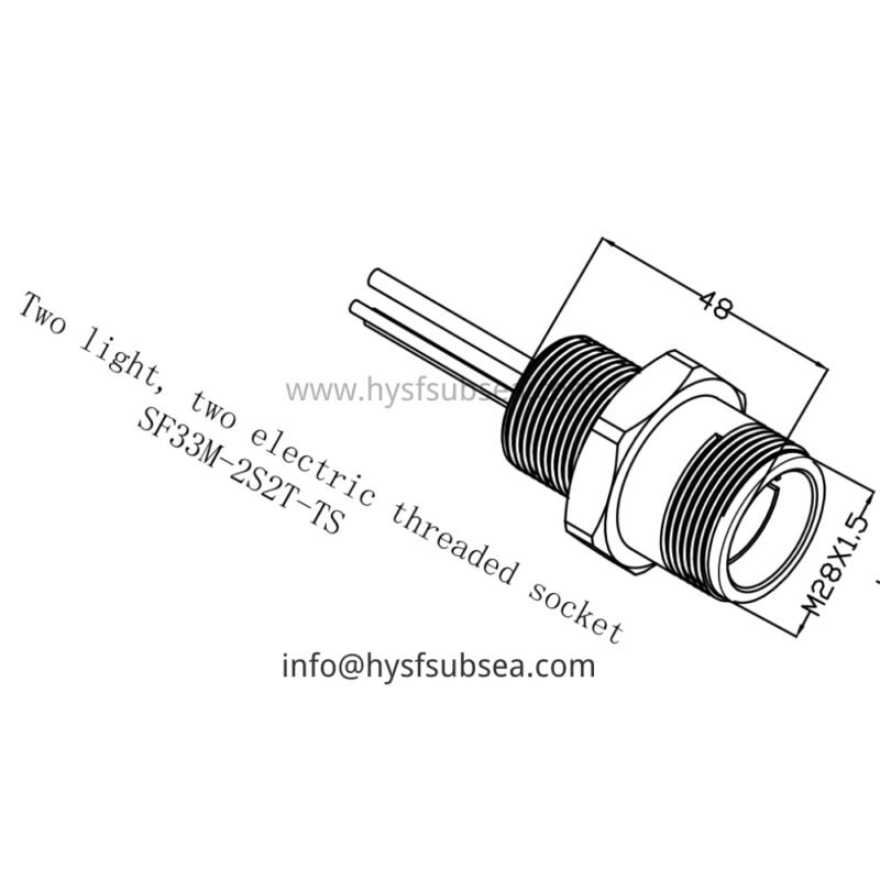 HYSF SF33M-2S2T-TS Hybrid Photoelectric 2 Optical 2 Electrical Threaded Bulkhead Underwater Connector