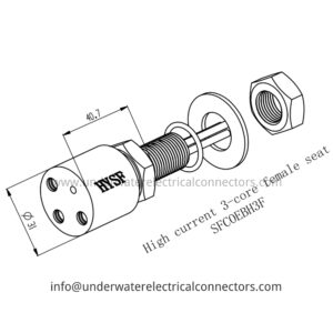 High Current 3 Core Female Bulkhead Connector