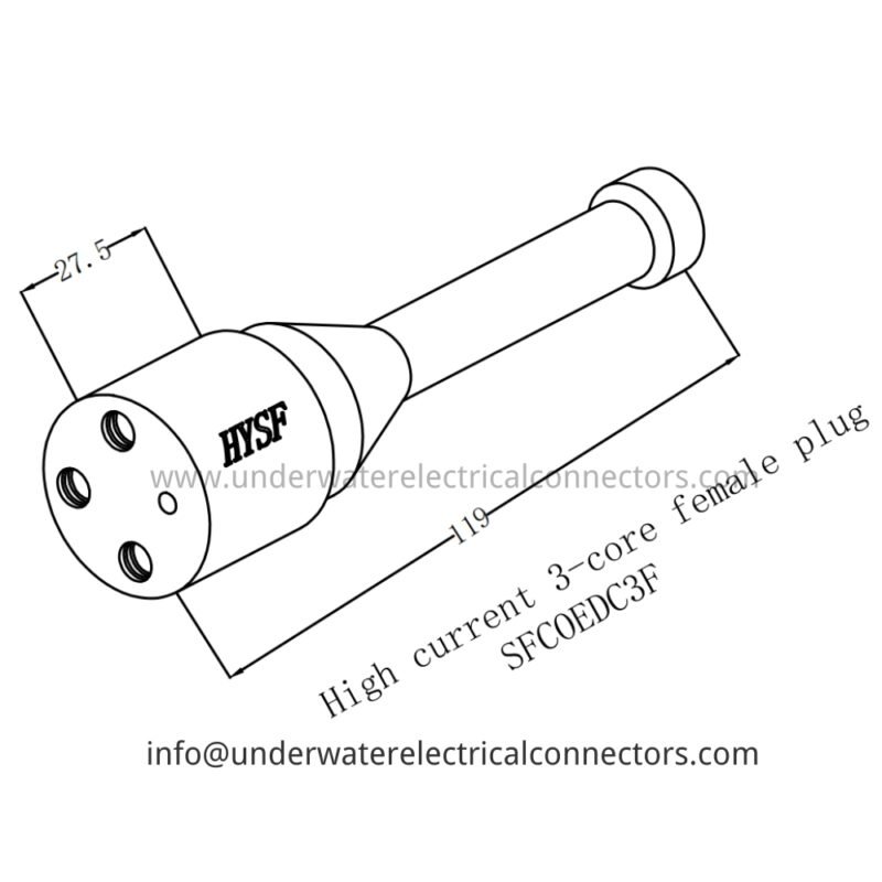 HYSF SFCOEDC3F High Current 3-Core 5/8 Female Dummy Plug Underwater Connector