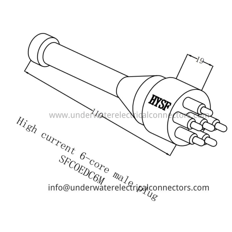 HYSF SFCOEDC6M High Current 6-Core 5/8 Male Dummy Plug Underwater Connector