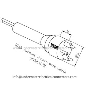 High Current 2 Core Male Inline Connector