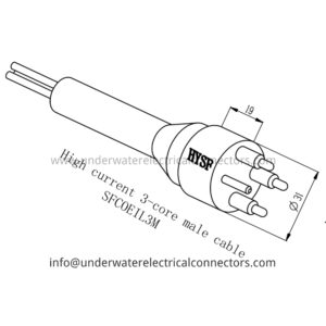 High Current 3 Core Male Inline Connector