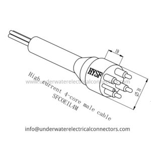 High Current 4 Core Male Inline Connector