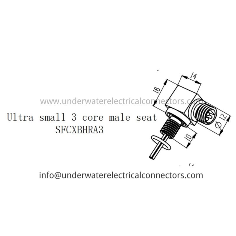 HYSF SFCXBHRA3 Ultra Small Right-Angle 3-Core Male Bulkhead Underwater Connector