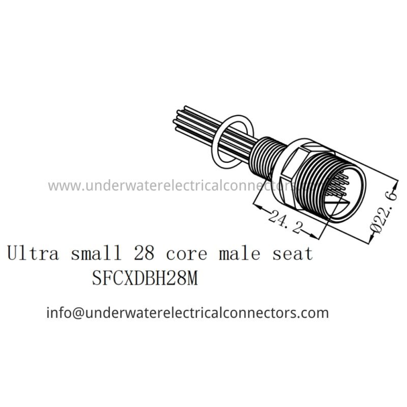 HYSF SFCXDBH28M Ultra Small 28-Core Male Bulkhead Underwater Connector