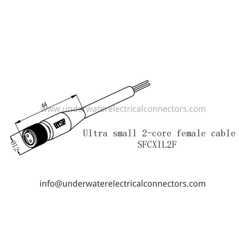 HYSF SFCXIL2F Ultra Small 2-Core Female Inline Underwater Connector