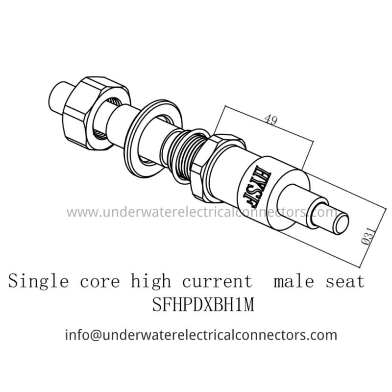 HYSF SFHPDXBH1M Single Core High Current Male Bulkhead Underwater Connector