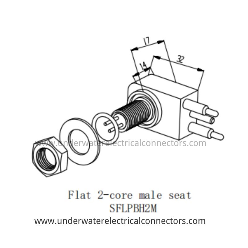 HYSF SFLPBH2M Standard Flat 2-Pin Male Bulkhead Underwater Connector