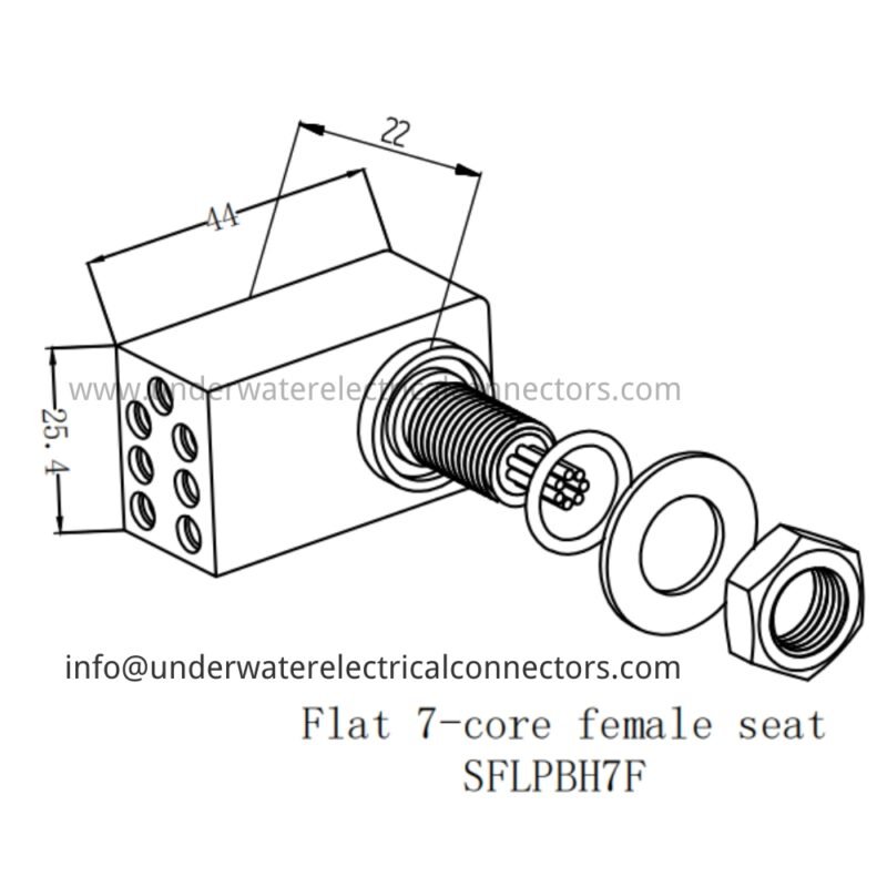 HYSF SFLPBH7F Standard Flat 7-Pin Female Bulkhead Underwater Connector