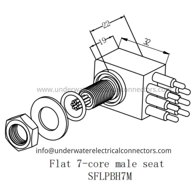 HYSF SFLPBH7M Standard Flat 7-Pin Male Bulkhead Underwater Connector