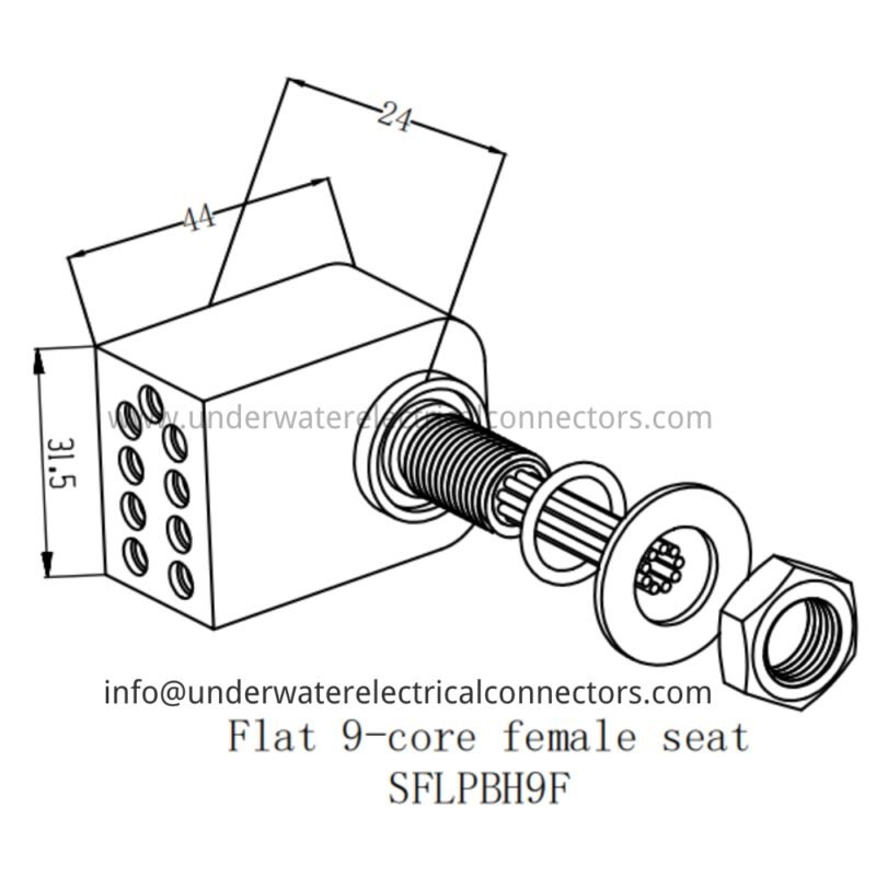 HYSF SFLPBH9F Standard Flat 9-Pin Female Bulkhead Underwater Connector