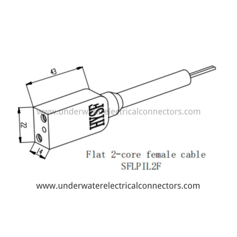 HYSF SFLPIL2F Standard Flat 2-Pin Female Inline Underwater Connector
